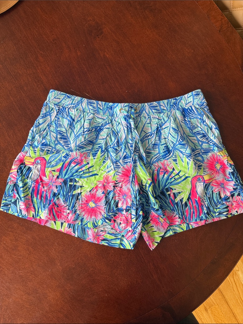 Lilly Pulitzer Let’s Mango Katia shorts Bennet Blue ~ tropical toucan print